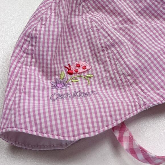 Oshkosh B'gosh Hat Baby Girls Size Infant 0-12m Gingham Seersucker - Picture 2 of 3
